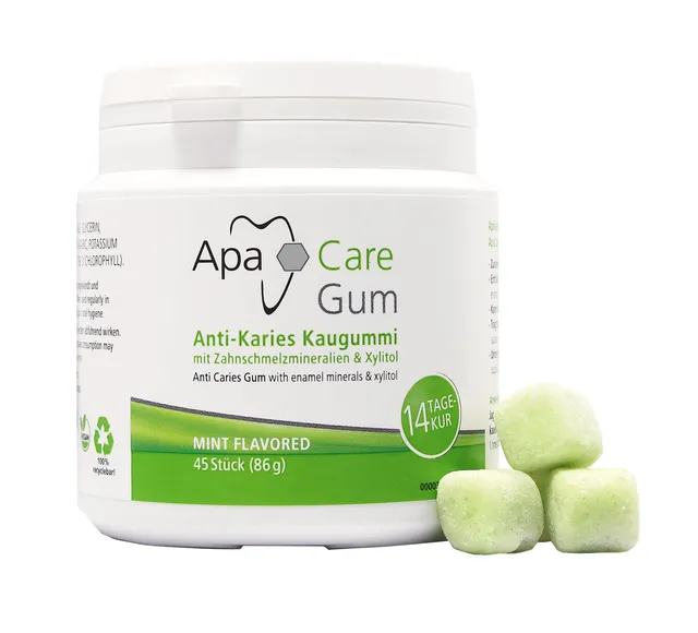 apacare-gum-anti-karies-kaugummi-mit-schmelzmineralien-6-dosen image 1