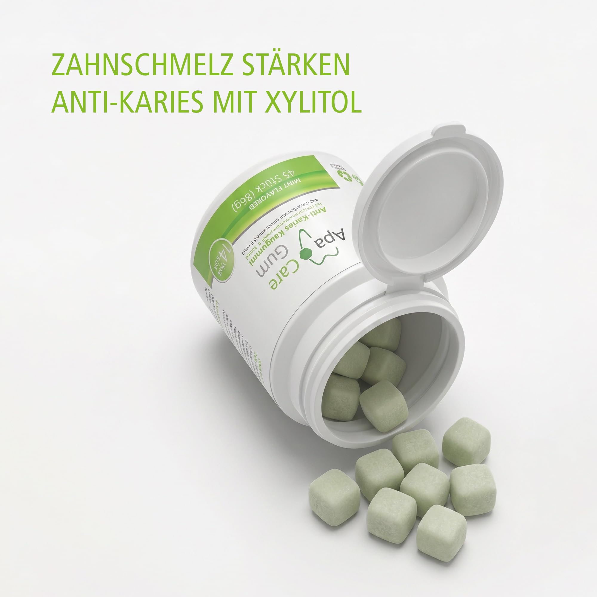 apacare-gum-anti-karies-kaugummi-mit-schmelzmineralien-6-dosen image 2